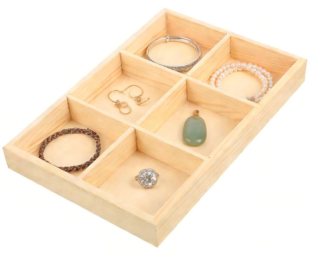 Vitrine aus Holz mit 6 Fächern, multifunktionale Aufbewahrungsbox aus Holz, Schreibtischschublade aus Holz mit Fächern zum Sortieren und Organisi...