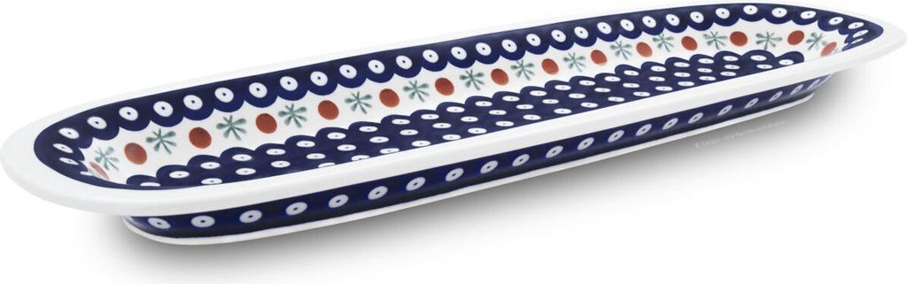 Original Bunzlauer Keramik Servierplatte Platte Teller schmal länglich oval 44,4x15,1x3cm Design 41