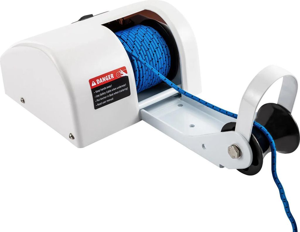 Ankerwinde für Boot - Elektrisch 12V - Fernbedienung - Wasserdicht - Ankerleine 70/65 ft/min - Bis 11,3 kg - Weiß