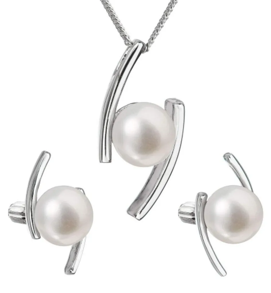 Parure bijoux en argent avec perles véritables de culture Pavona 3 en 1