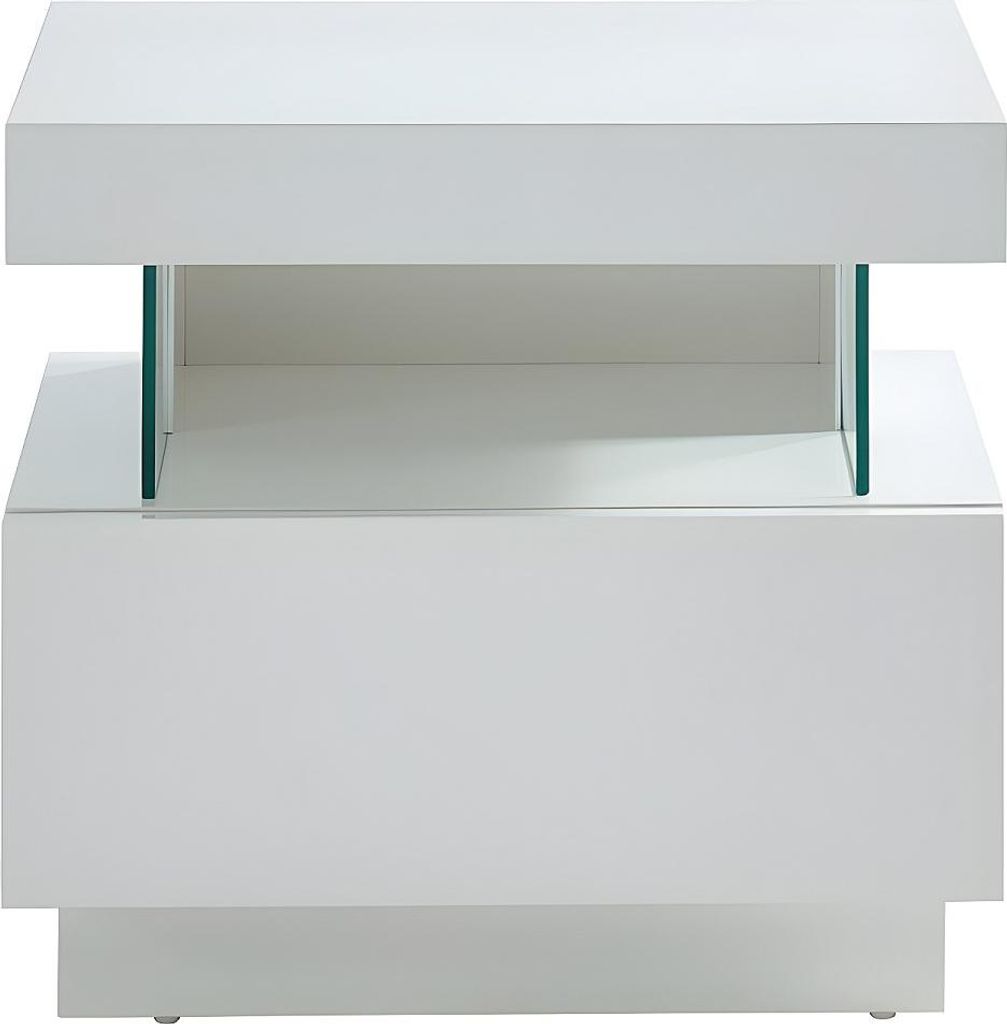 Nachttisch mit 1 Schublade und 1 Nische - Mit LEDs - MDF - Weiß lackiert - FABIO II