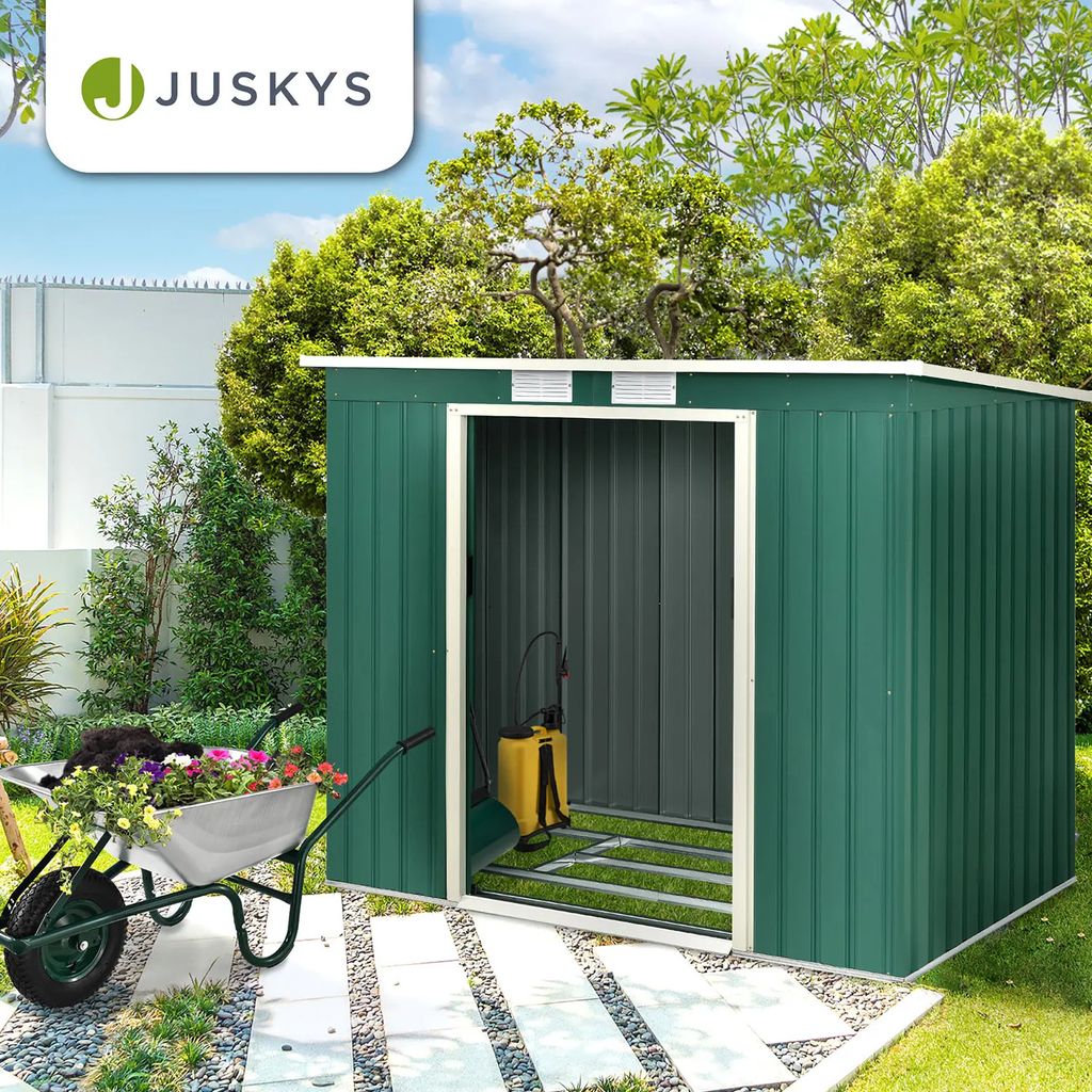 31+ Juskys Metall Gerätehaus M, Das offene holzlager ermöglicht das