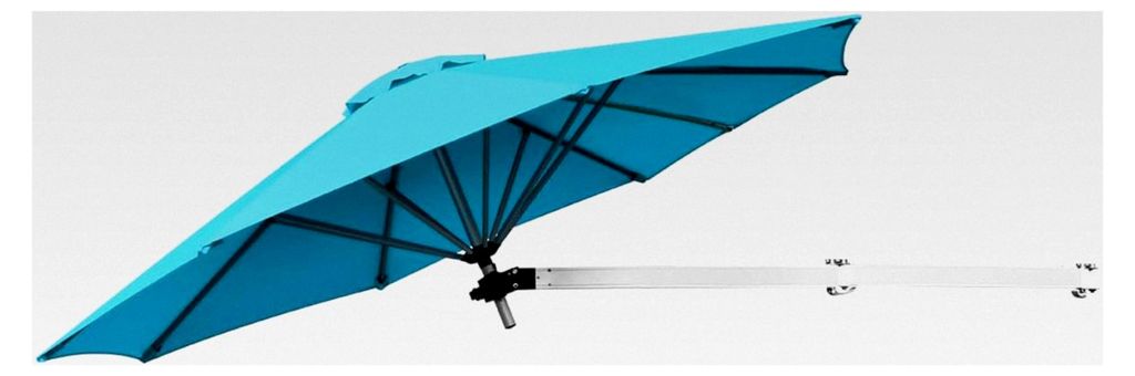 Wandsonnenschirm, kippbar, Balkonschirm mit verstellbarer Aluminiumstange, wandmontierter Gartenschirm für Garten, Balkon, Hof, Ø 250 cm (Türkis)