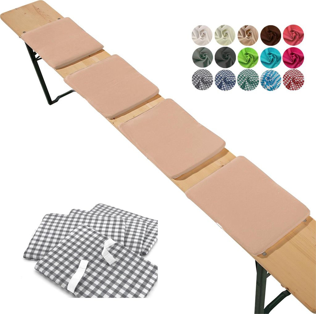 heimtexland ® Sitzkissen 4er Set  Bierbank Polster Auflage Produktbild 