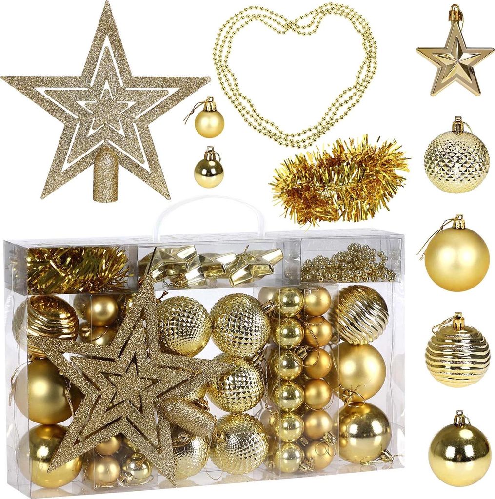 Christbaumkugelset ESTRELLA GOLD 66 Stück
