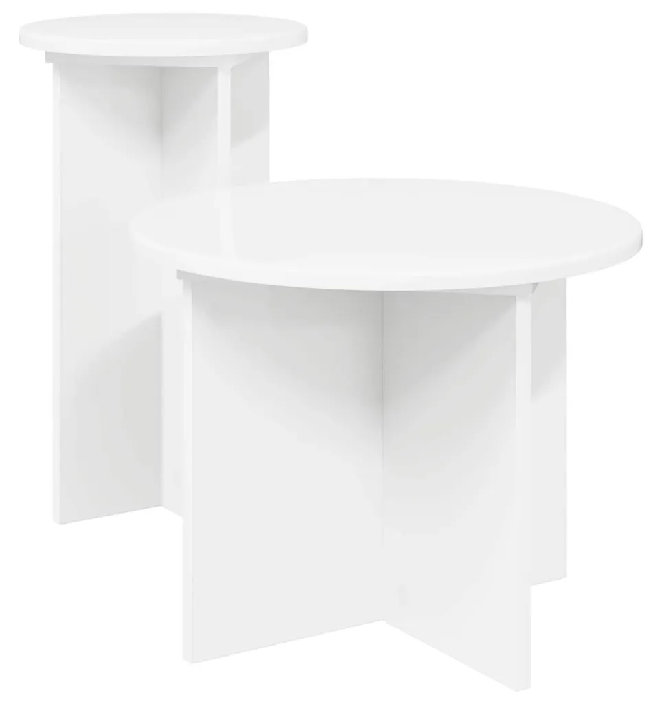 Table d'appoint avec rangement vidaXL 2 pcs en aggloméré blanc