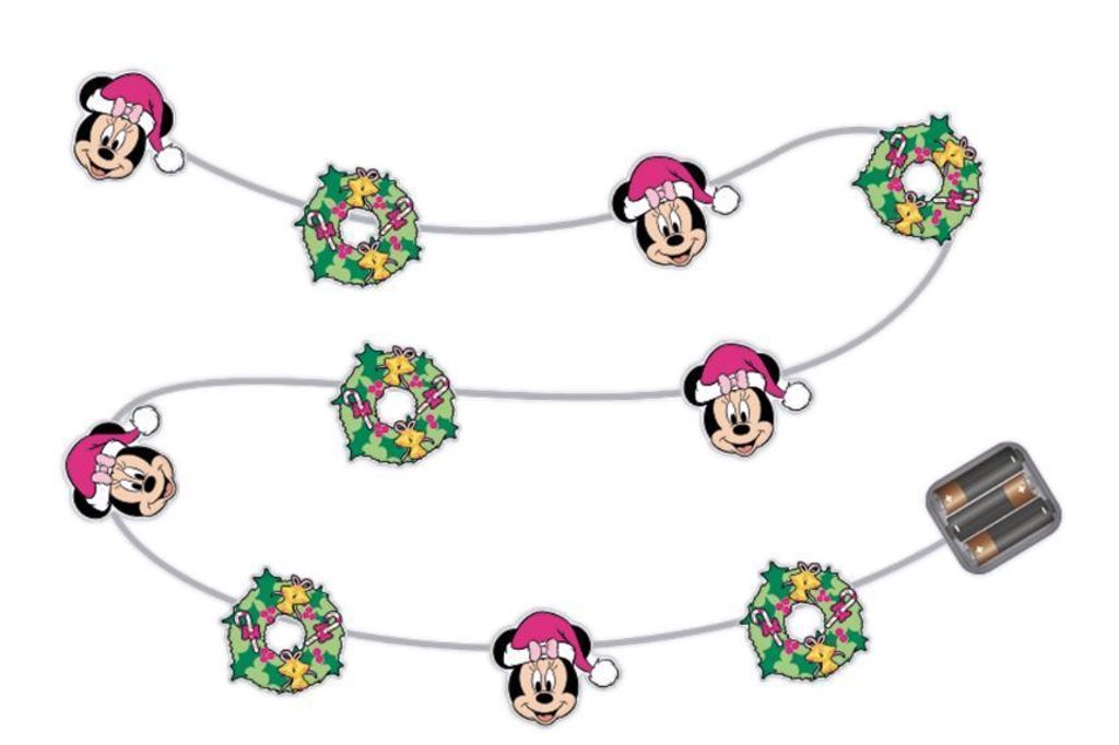 Arditex WD14014 Kranz der Weihnachtsbeleuchtung mit 10 warmen LEDs - 165cm. Disney-Minnie.