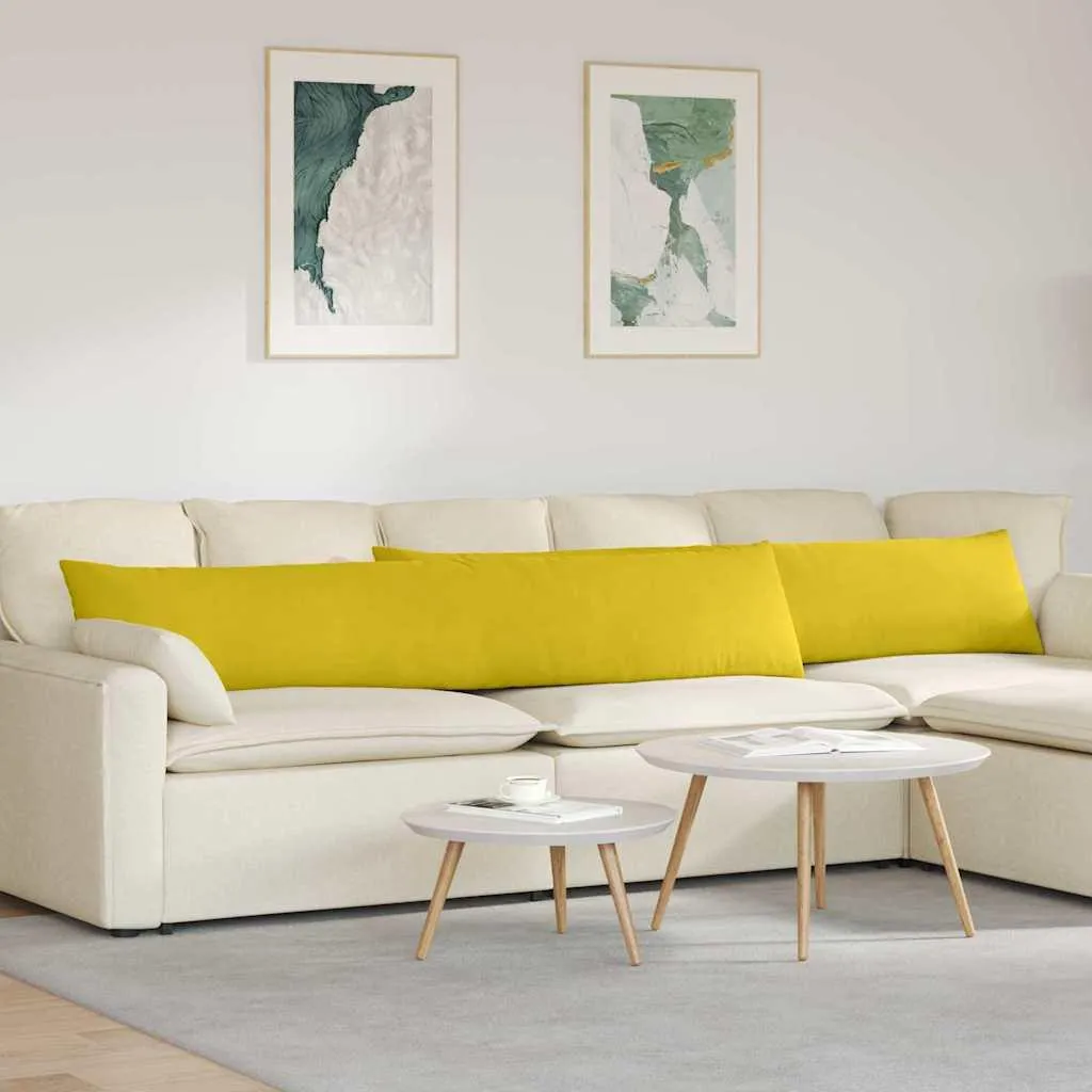 Coussin canapé Velours Côtelé Jaune 200 cm avec rembourrage souple