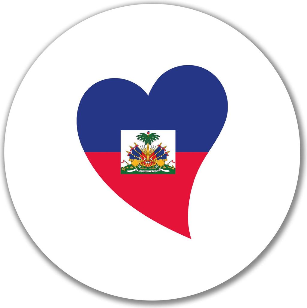 Huuraa Aufkleber Haiti Flagge Herz 10cm rund Sticker Geschenkidee