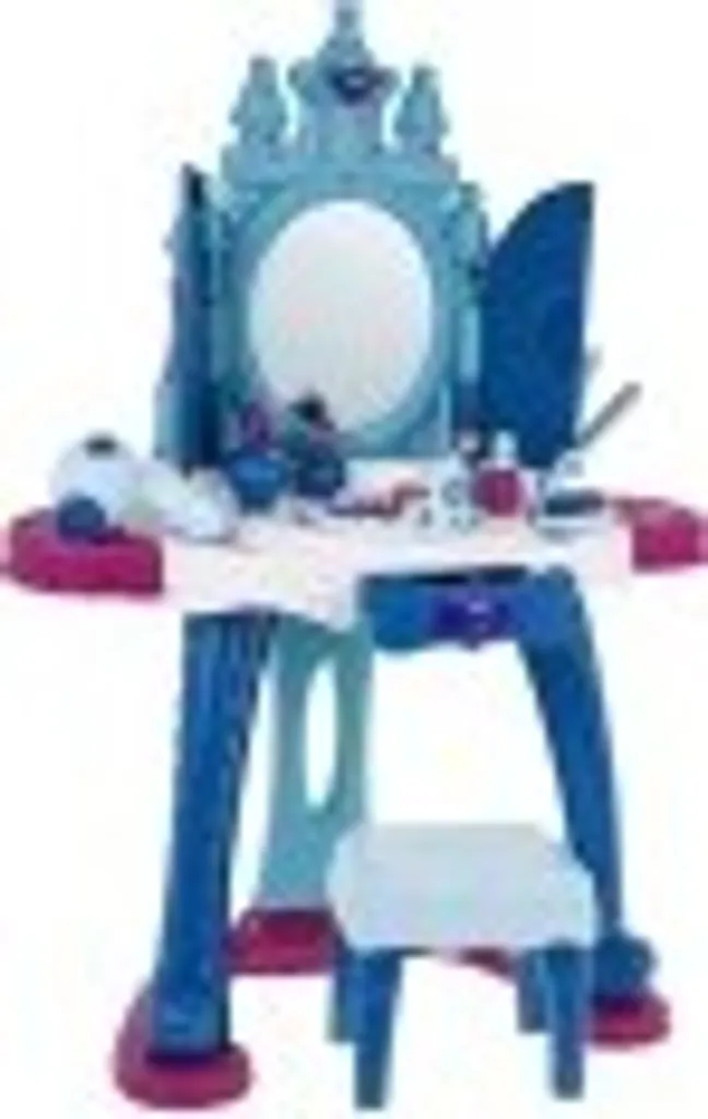 Coiffeuse interactive avec miroir et tabouret pour enfant rose et blanc - 2