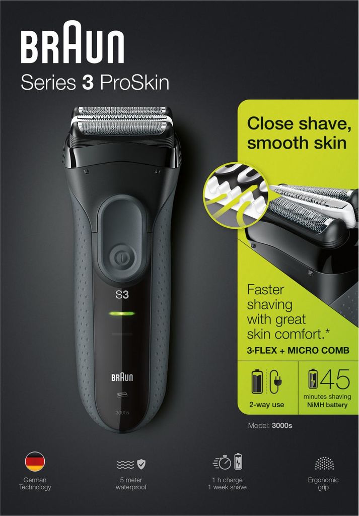 Braun Series 3 3000S rasoio da uomo, funzionamento a Immagine del prodotto 