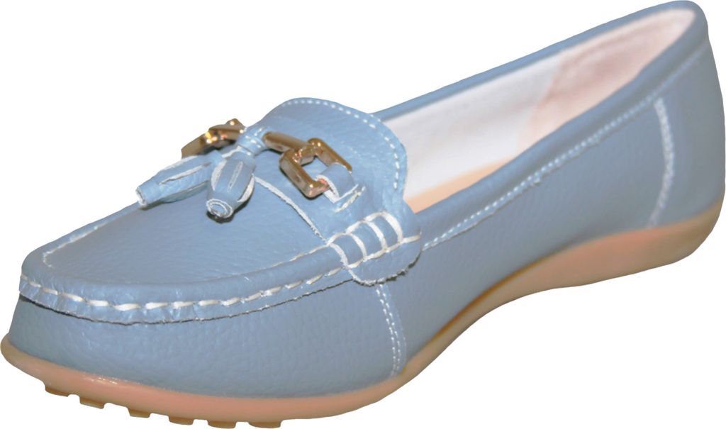 Boulevard - Damen Halbschuhe, Quaste, Leder DF1910 (39,5 EU) (Hellblau)