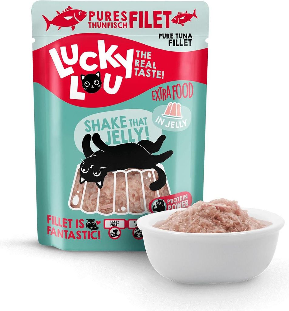 Lucky Lou Extrafood Thunfischfilet in Gelee Katzenfutter Katzennassfutter Ergänzungsfutter