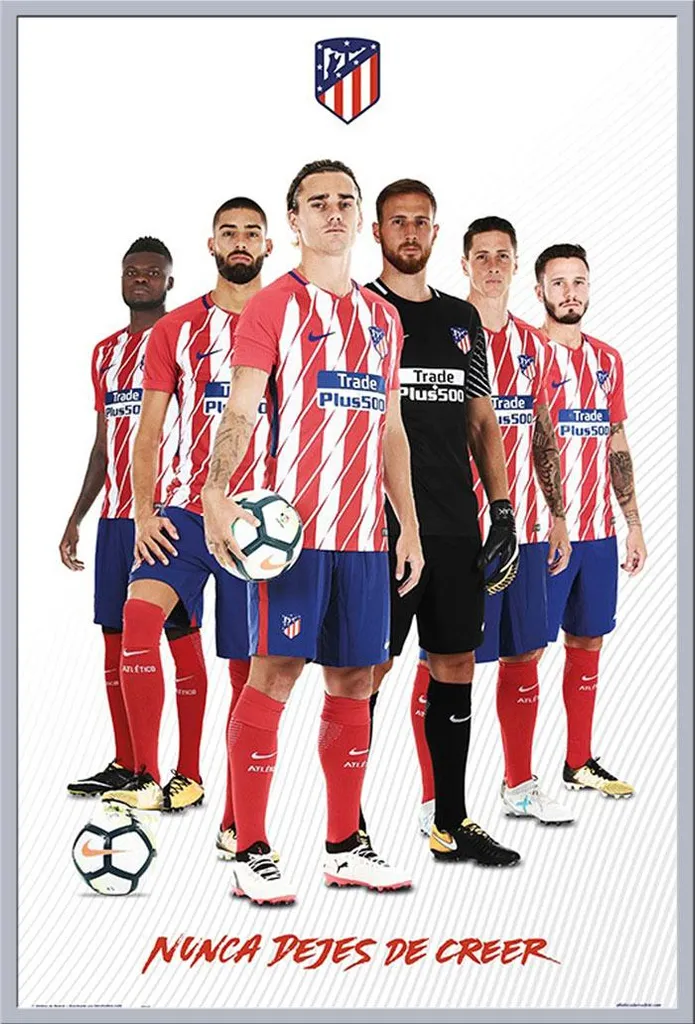Décoration Murale Atlético Madrid : Affiche 2018 Encadrée Argent Shinsuke
