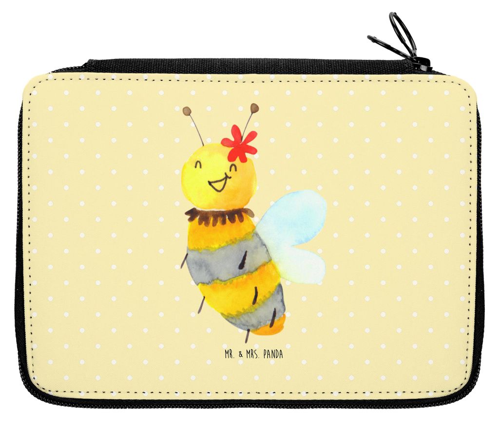 Mr. & Mrs. Panda Bleistiftetui Biene Blume - Gelb Pastell - Geschenk, Federtasche, Federmappe, Schüleretui, Etui, Mäppchen, Schlampermäppchen