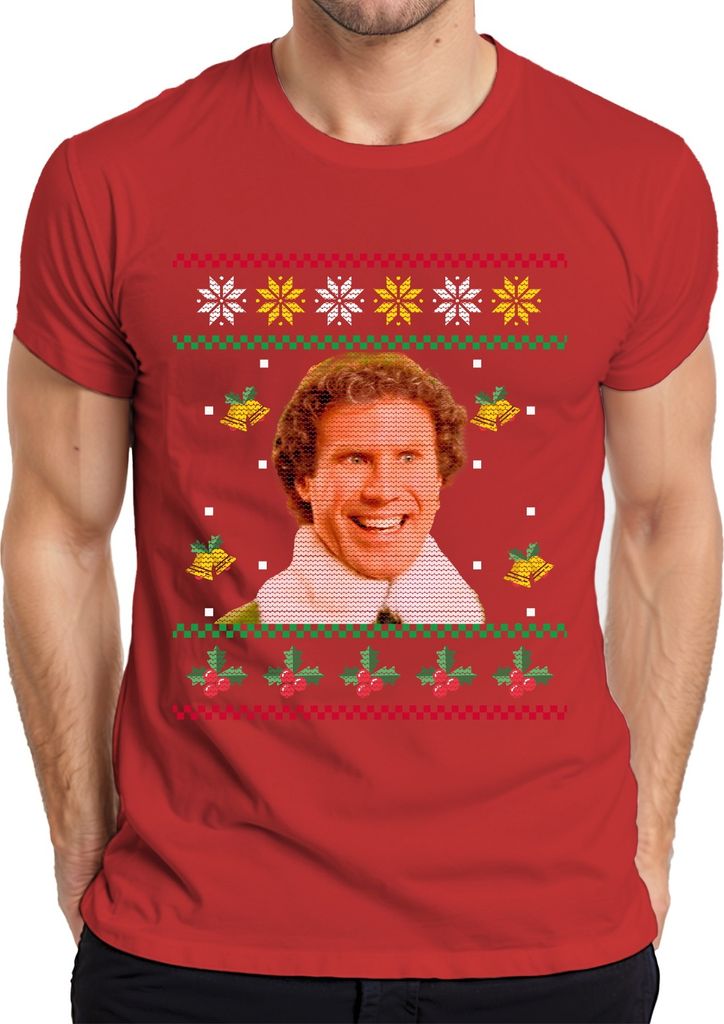 Buddy der Weihnachtself - Ugly Christmas Sweater Weihnachten Herren T-Shirt, Rot, 3XL