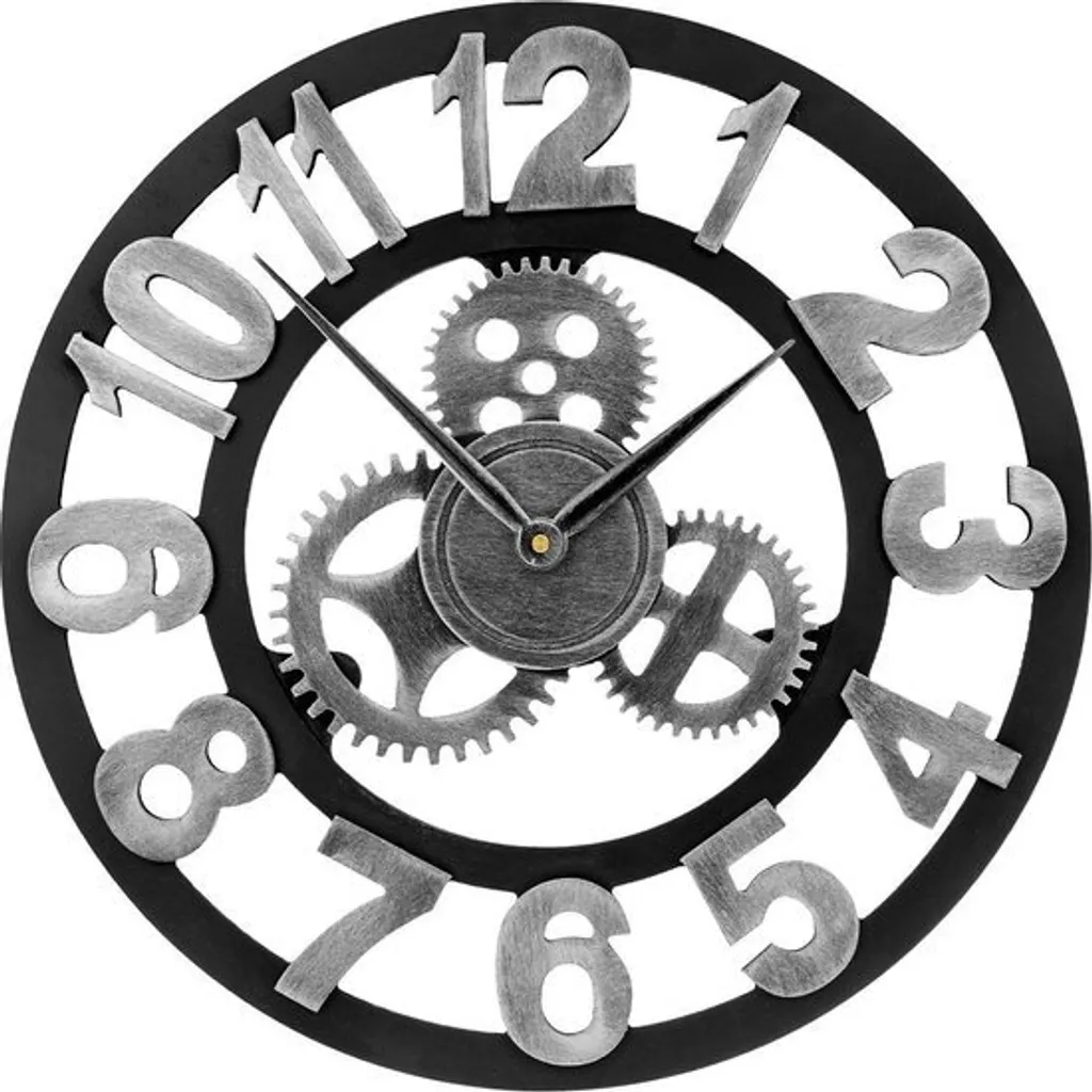 Orologio XL 45 cm Industriale Argento - Occasione Retro Ruote Dentate