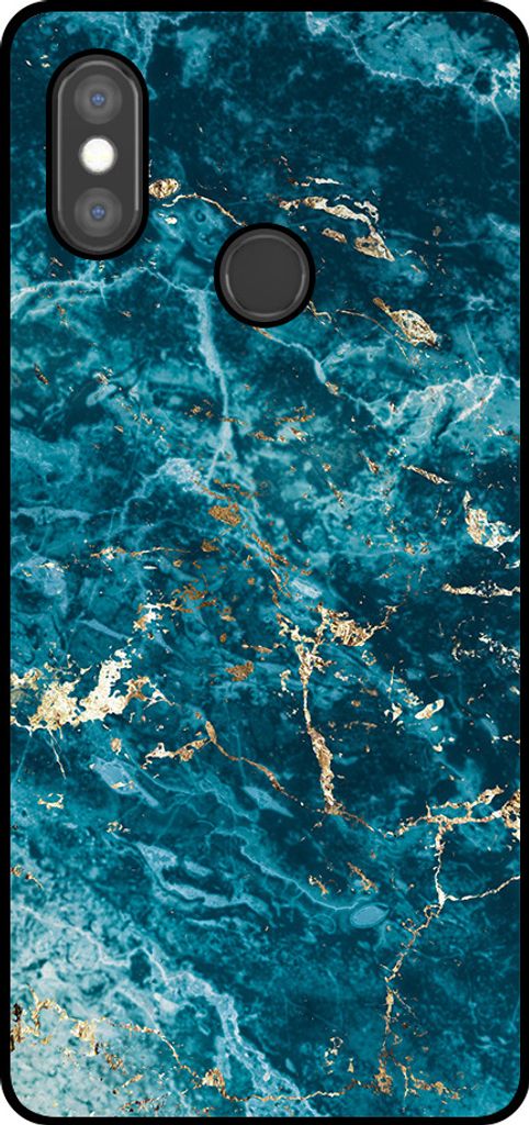 Smartphonica Handytasche geeignet für Xiaomi Mi 8 SE mit Marmordruck - TPU zurück Abdeckung Fall blau Marmor Design - Blau