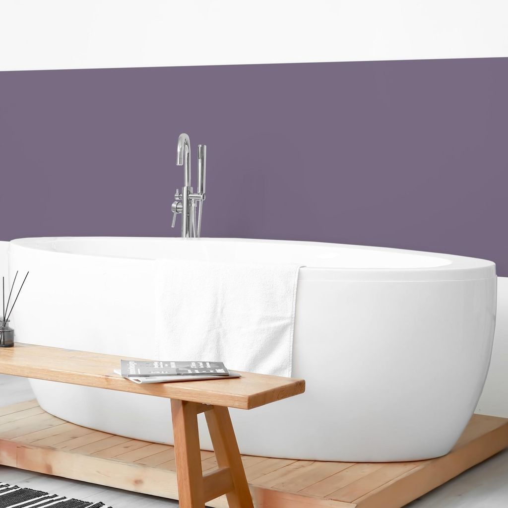 Wandverkleidung Bad mit Motiv selbstklebend - 0.61 mm Wandpaneel matt wasserfest Design violett Unifarben Badrückwand fugenlos 100x60 cm
