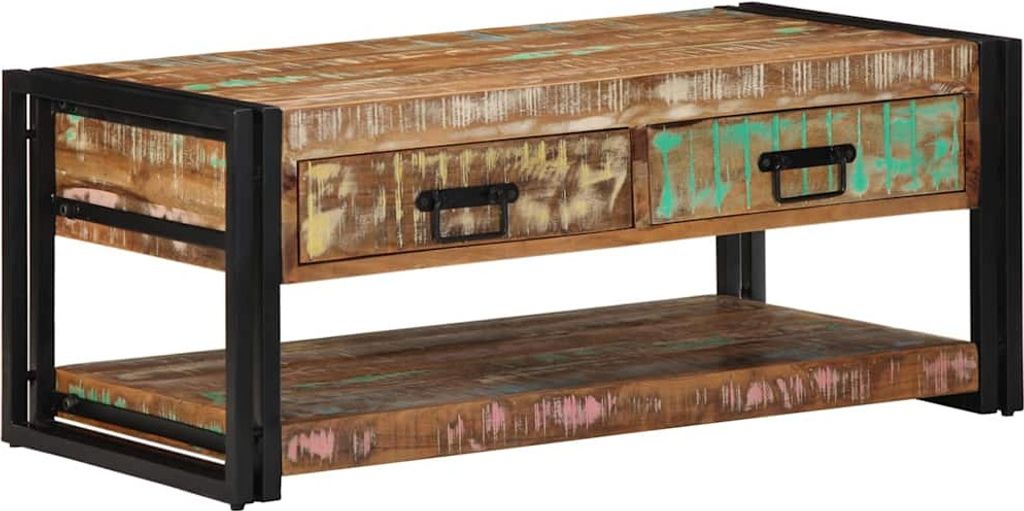 Couchtisch Mehrfarbig 90x50x38 cm Altholz Massiv