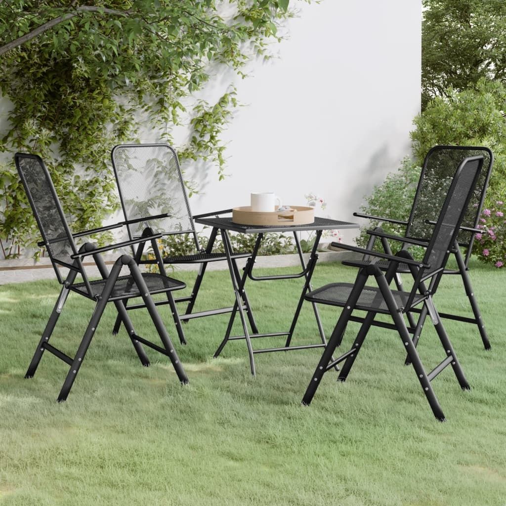 The Living Store 5-tlg. Garten-Essgruppe Streckgitter Anthrazit