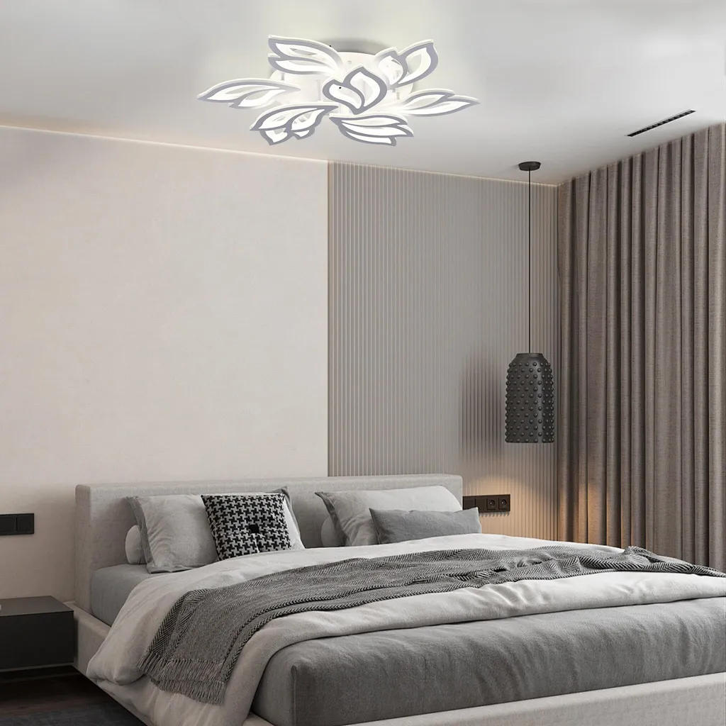 JOIEYOU Plafonnier LED Dimmable 180W - Lustre Design 9 Têtes avec Télécommande