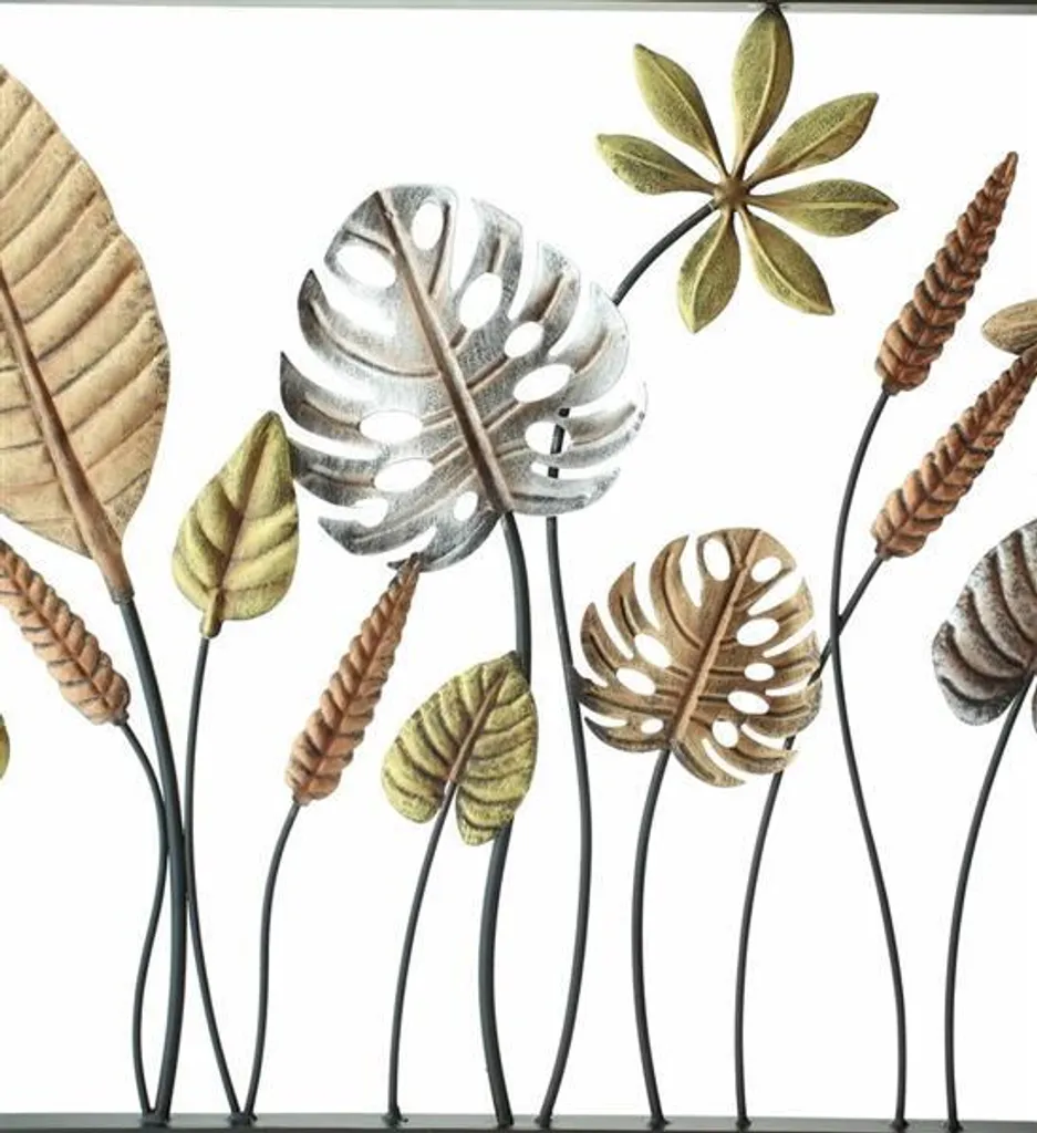 Décoration murale métal Feuilles - Tableau 3D design industriel 90 cm - 4