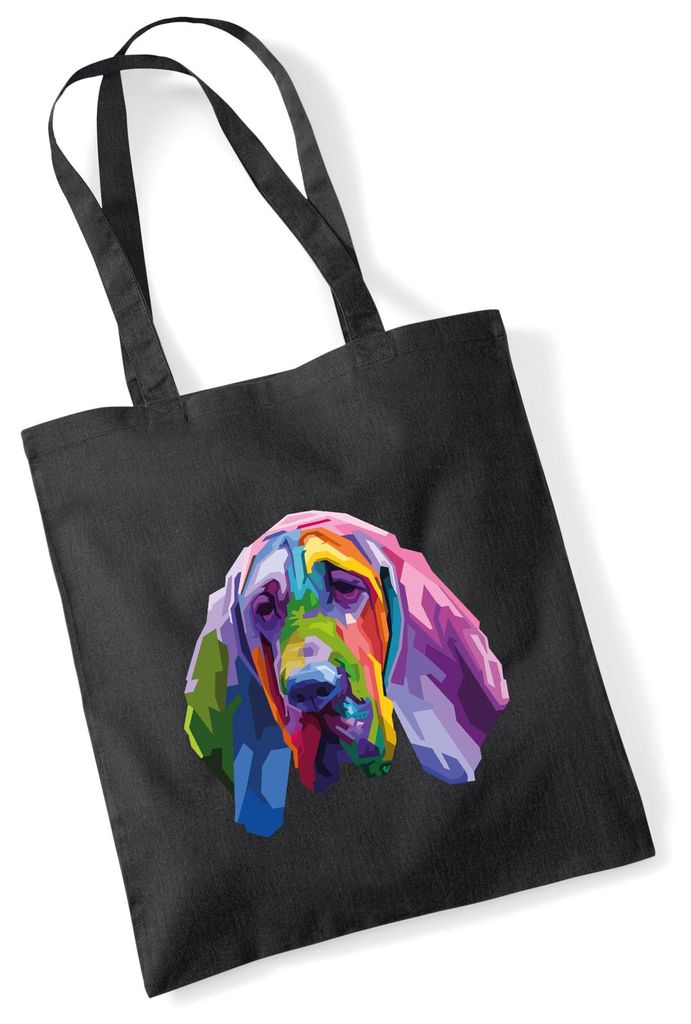 Huuraa Jutebeutel Bloodhound Colorful 10 Liter Black Baumwolle Tasche Geschenkidee