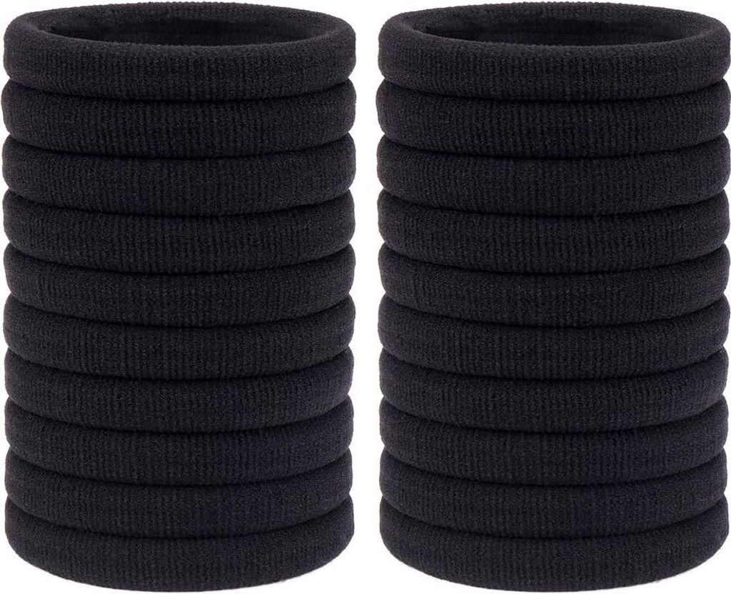 H&S Haargummi Set für Mädchen Damen & Männer - 50 Stück Zopfgummis in 10mm - Haargummis in Schwarz, Schonend Weich, Elastisch und Ohne Metall für