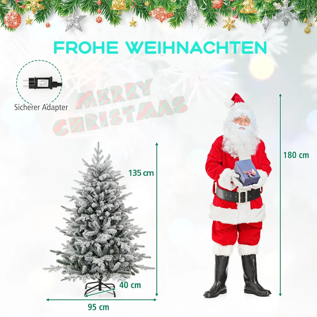 Arbre de Noël artificiel pour décoration intérieure avec LED et flocage - 3
