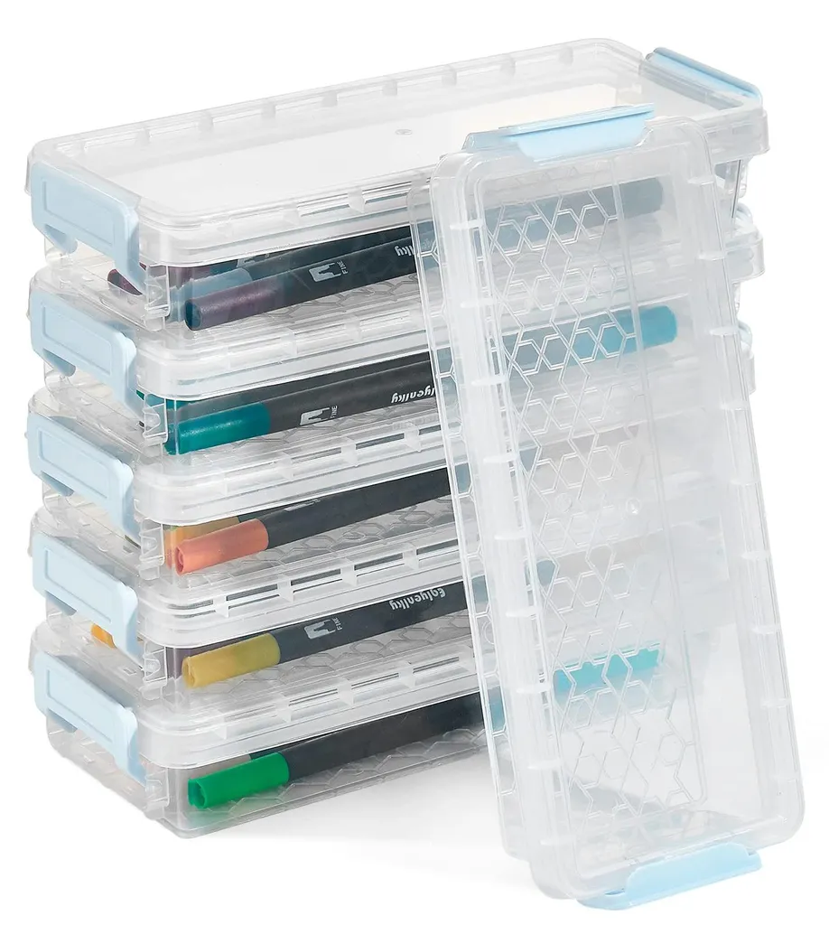 Lot de 6 porte-crayons empilables transparents pour bureau modulable