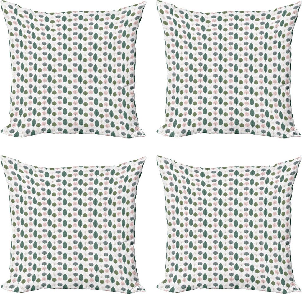 ABAKUHAUS Herbst Kissenbezug Set (4 Stück), Saisonale Grünlich Bäume Herbst, Moderner Doppelseitiger Digitaldruck, 45 cm x 45 cm, Lila Grau und ...