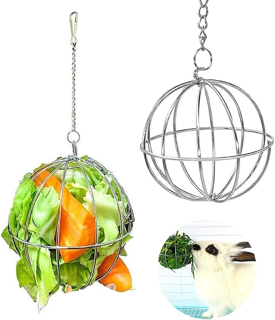 Edelstahl Feeder Ball, Heu Ball Nagetier Feeder Ball, Metall Heu Ball, Edelstahl Feeder Spielzeug für Meerschweinchen, Hamster und Kaninchen Naget...