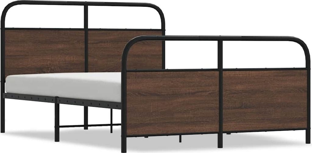 Metallbett ohne Matratze Braun Eichen-Optik 137x190 cm