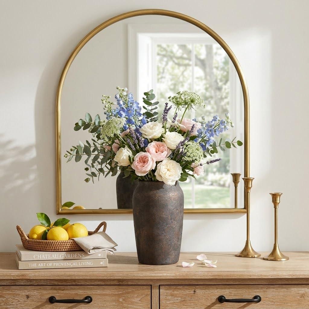 kommode 70 cm hoch Design Holz-Kommode 60 x x 35 weiß mit 5 Schubladen, Mehrzweckanrichte flach für Flur, Modernes Sideboard zeitlose Anrichte Samt Tischläufer blau Wohnzimmertisch
