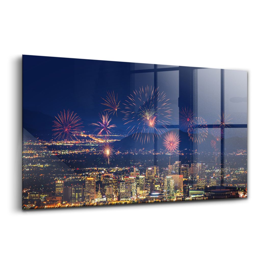 Glasmalerei - dekorative Malerei - moderne Malerei - 140x70 - Stadt Phoenix bei Nacht