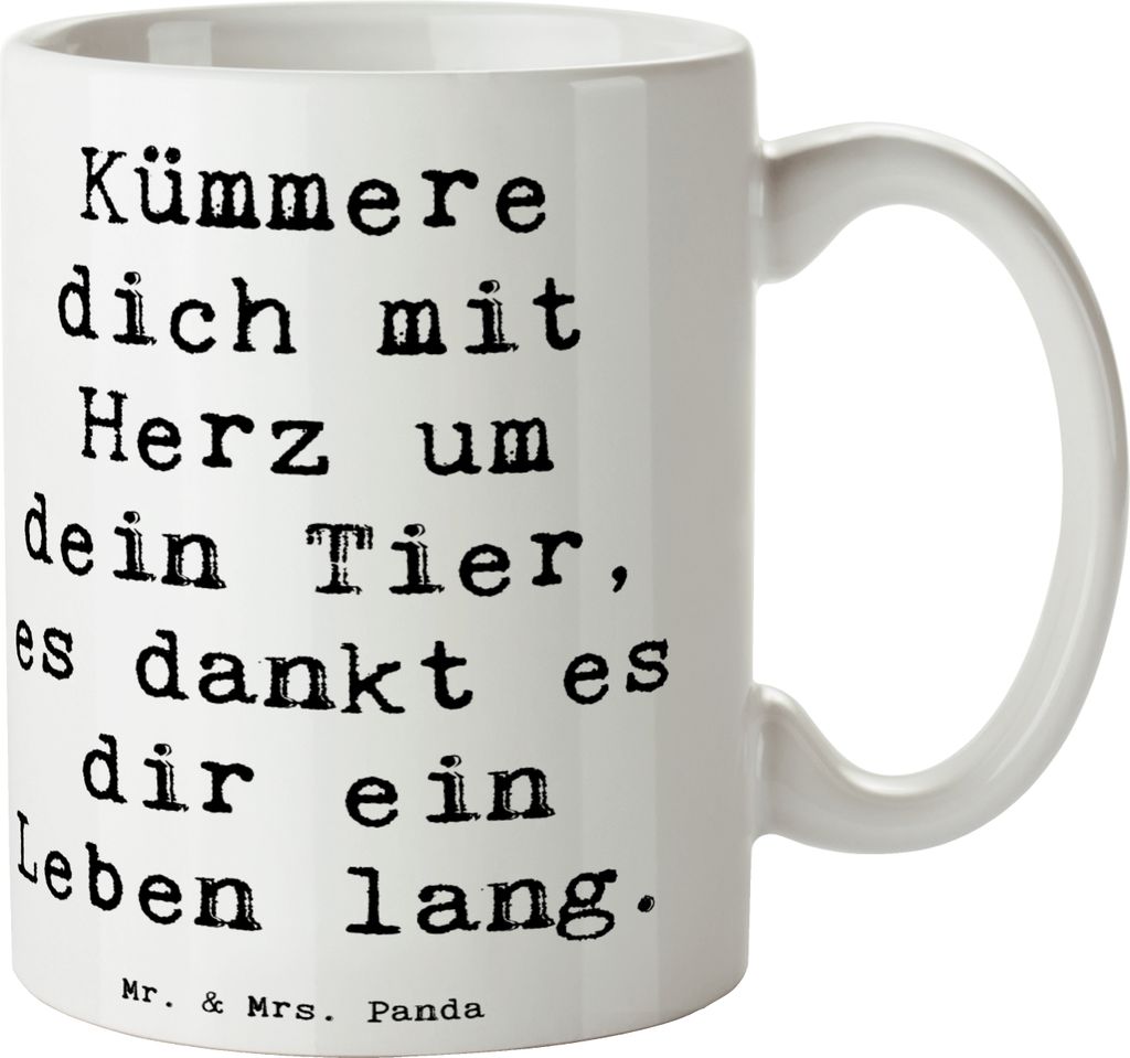 Mr. & Mrs. Panda Tasse Spruch Haustiere pflegen - Weiß - Geschenk, Trost, Bindung zwischen Mensch und Tier, Mutmacher, Vertrauem, Lebenshilfe, Tri...