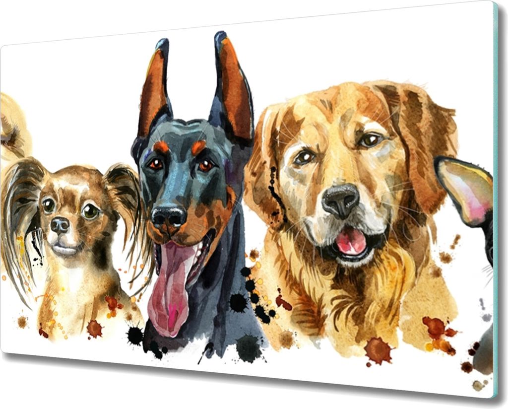 Coloray Schneidebrett Herdabdeckplatte 80x52 cm Kochplattenabdeckung Küchenbrett Hackbrett - Haustiere Hunde