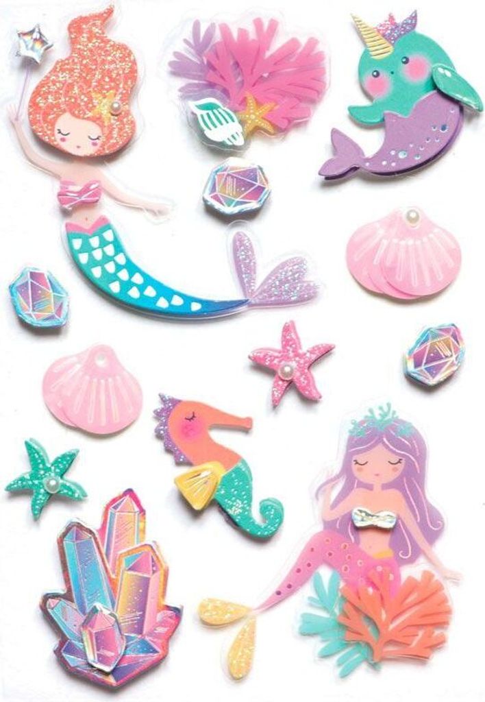 13 3D-Aufkleber Meerjungfrauen 6 cm