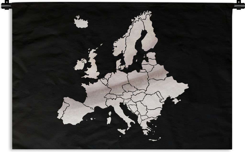MuchoWow Wandteppich Wandbehang Karte - Europa - Weiß 60x40 cm Tapisserie Dekoration Wandtuch - Wanddekorationen