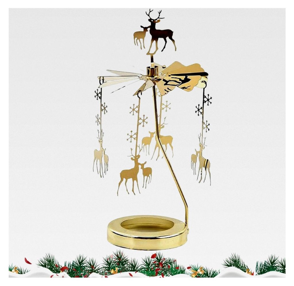 Drehendes Kerzenkarussell, Weihnachtliche Duftkerzen mit Dreheffekt, Dekorative Tischdekoration für Wohnung, Arbeitszimmer, Hochzeit, Festival, In...