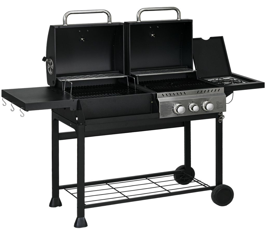 Outsunny Holzkohlgrill Gasgrill mit 2+1 Brenner, Produktbild 