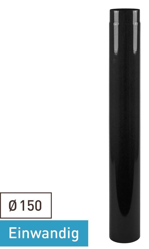 Raik Rauchrohr / Ofenrohr Emaille 150mm - 1000mm Schwarz