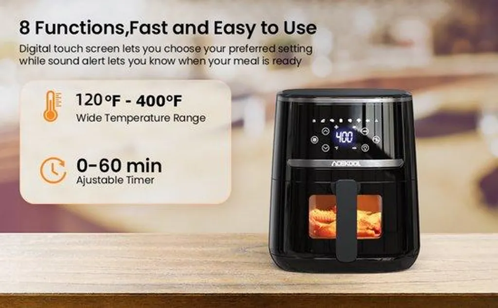 Friteuse à air chaud 4,5 L friteuse sans huile numérique à air pulsé