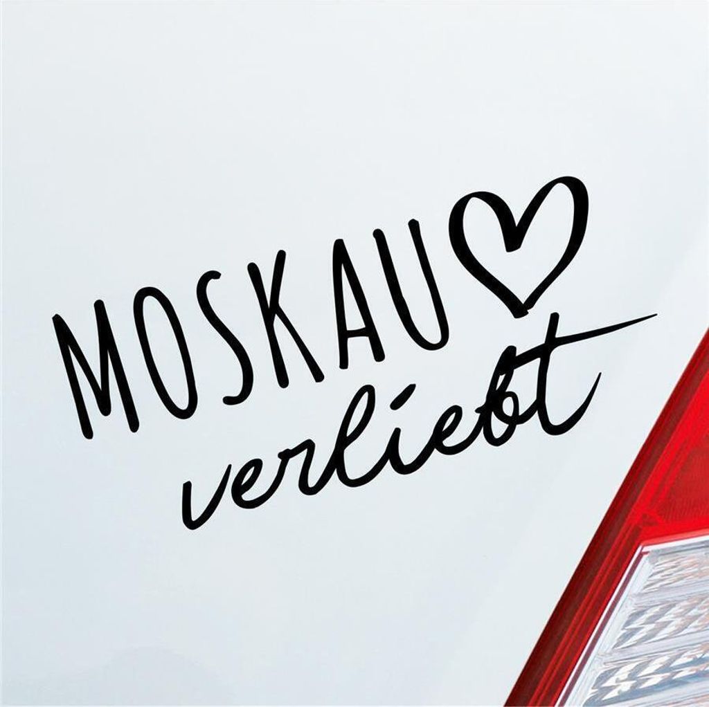 Auto Aufkleber Moskau verliebt Herz Stadt Heimat Liebe Car 19x9 cm Schwarz Matt Sticker Heckscheibenaufkleber