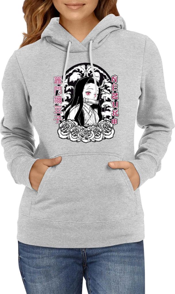 Damen Kapuzenpullover Japan Manga Anime Comics Animation Demon Anime Slayer Nezuko 18, Lady S / Grau