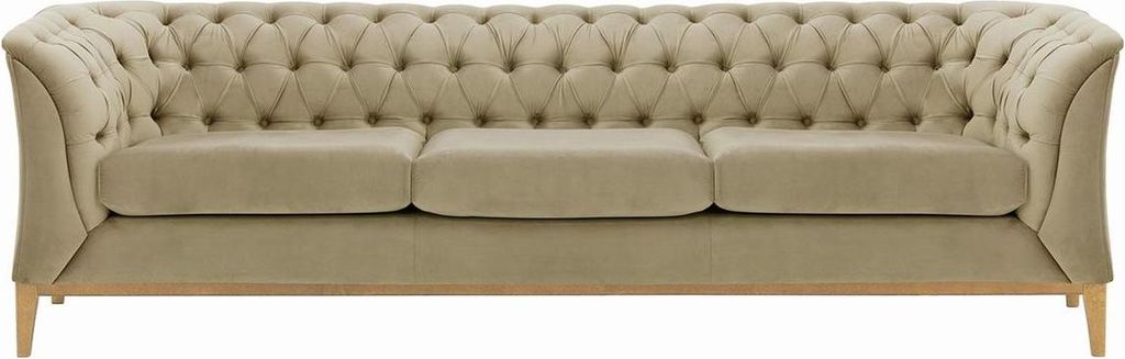 Dreisitzer-Sofa Chesterfield Modern Wood aus medizinischem Schaumstoff-Velluto 3-like oak