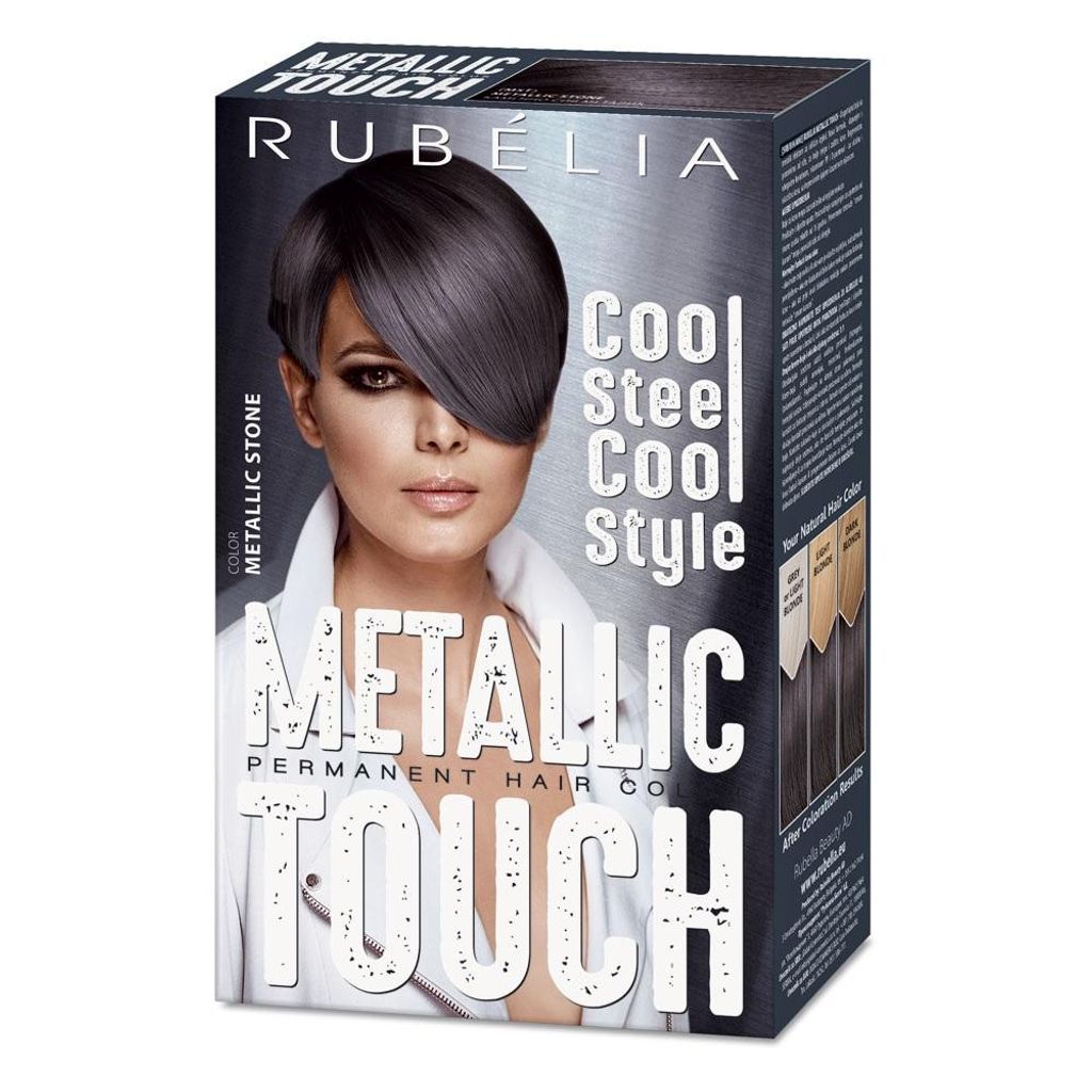 Rubelia Metallic Touch Permanente Haarfarbe für graues und blondes Haar, Metallic Stone, 1 Stück