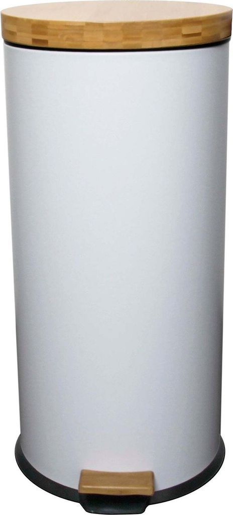 Poubelle bois de cuisine à pédale 30L Naturel FOREST Blanc Image du produit 