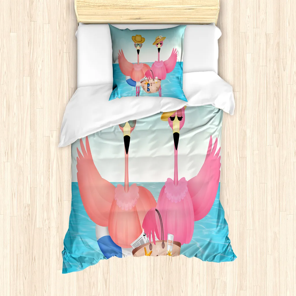 RNDKAUUIE Flamingo 3D Stampato Copripiumini Morbida Microfibra Copripiumino Da Con Federa Con Cerniera Set Da Letto Per Bambini Ragazzi Ragazze Adolescenti Single(135x200cm